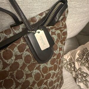 Coach Brown and Cream Patterned Tote